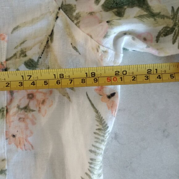 Lord + Taylor 100% linen off white cream button down shirt blouse floral Small - Picture 15 of 16